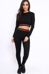 Black Tracksuit with Red Green and Black Side Stripe - Nessa-Co-ords