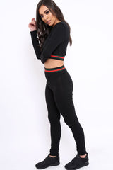 Black Tracksuit with Red Green and Black Side Stripe - Nessa-Co-ords