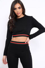 Black Tracksuit with Red Green and Black Side Stripe - Nessa-Co-ords