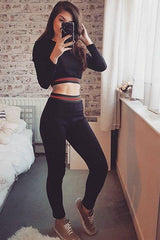 Black Tracksuit with Red Green and Black Side Stripe - Nessa-Co-ords