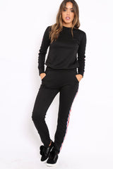 Black Tracksuit with Sports Trim - Livvy-Loungewear