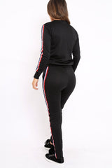 Black Tracksuit with Sports Trim - Livvy-Loungewear
