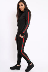 Black Tracksuit with Sports Trim - Misha-Loungewear
