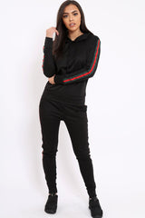 Black Tracksuit with Sports Trim - Misha-Loungewear