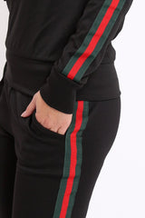Black Tracksuit with Sports Trim - Misha-Loungewear