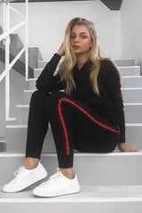 Black Tracksuit with Sports Trim - Misha-Loungewear