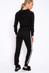 Black Tracksuit with White Side Stripe - Kady-Co-ords