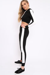 Black Tracksuit with White Stripe - Sascha-Co-ords
