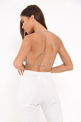 Black Traingle Gem Chain Bra - Novie-Jewellery