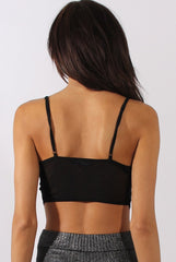 Black Triangular Lace Trim Bralet - Cleo-Bralets