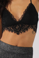 Black Triangular Lace Trim Bralet - Cleo-Bralets