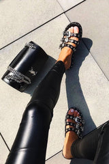 Black Triple Buckle Sandals - Winslow-Sliders