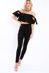 Black Trousers and Crop Top Co-ord - Daizy-Co-ords