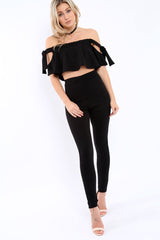 Black Trousers and Crop Top Co-ord - Daizy-Co-ords
