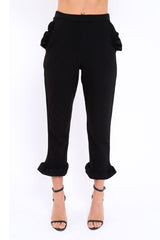 Black Trousers with Frill Detailing - Brayley-Trousers