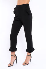 Black Trousers with Frill Detailing - Brayley-Trousers