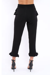Black Trousers with Frill Detailing - Brayley-Trousers
