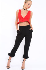 Black Trousers with Frill Detailing - Brayley-Trousers