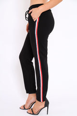 Black Trousers with Red and White Side Stripe - Savanna-Trousers