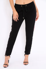 Black Trousers with Red and White Side Stripe - Savanna-Trousers