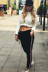 Black Trousers with Red and White Side Stripe - Savanna-Trousers