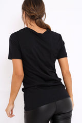 Black Tshirt with Gold Skull Print - Brook-Tops