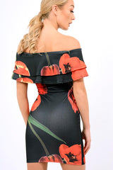 Black Tulip Bardot Bodycon Dress - Kelis-Dresses