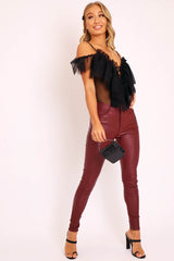 Black Tulle Ruffle Bodysuit - Irelia-Bodysuits