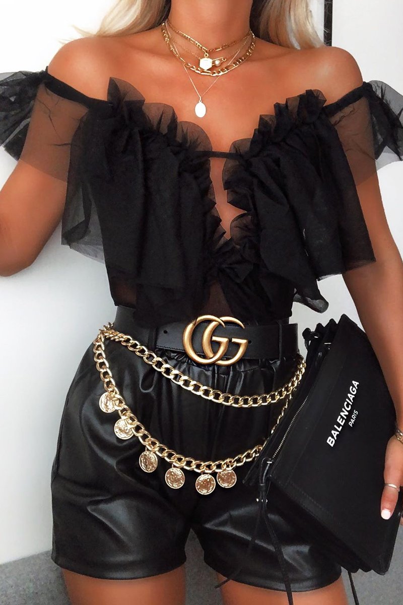 Black Tulle Ruffle Bodysuit - Irelia-Bodysuits