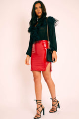 Black Tulle Ruffle Plunge Bodysuit - Jolie-Bodysuits