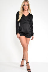 Black Twist Front Plunge Playsuit - Shaniece-Playsuits