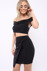 Black Twist Knot Front Slinky Co-ord Set - Binkie-Co-ords