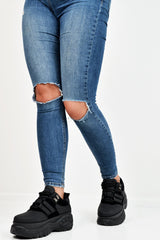 Black Two Tone Extreme Sole Chunky Trainers - Miara-Trainers