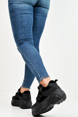 Black Two Tone Extreme Sole Chunky Trainers - Miara-Trainers