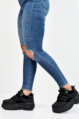 Black Two Tone Extreme Sole Chunky Trainers - Miara-Trainers