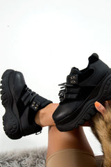 Black Two Tone Extreme Sole Chunky Trainers - Miara-Trainers