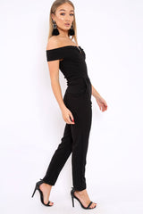 Black V Bardot Jumpsuit - Izzabell-Jumpsuits