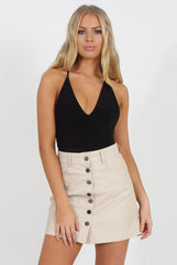 Black V Front Bodysuit - Jill-Bodysuits