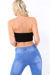 Black V Front Boob Tube - Amalina-Crop Tops
