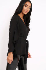 Black V Plunge Top - Aariah-Tops