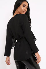 Black V Plunge Top - Aariah-Tops
