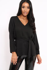 Black V Plunge Top - Aariah-Tops