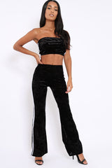 Black Velvet Boobtube and Trouser Set - Shayla-Co-ords