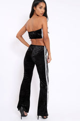 Black Velvet Boobtube and Trouser Set - Shayla-Co-ords