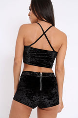 Black Velvet Bralet and Shorts Co ord - Sophia-Co-ords