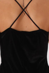 Black Velvet Cross Back Midi Dress - Annette-Dresses