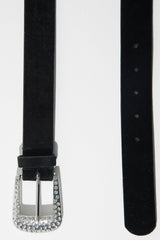 Black Velvet Diamante Western Buckle Belt - Daksha-Belts