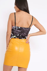 Black Velvet Floral Cami Crop Top - Jojo-Crop Tops