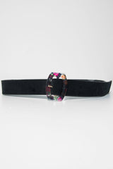 Black Velvet Floral Clasp Belt - Aaryanna-Belts