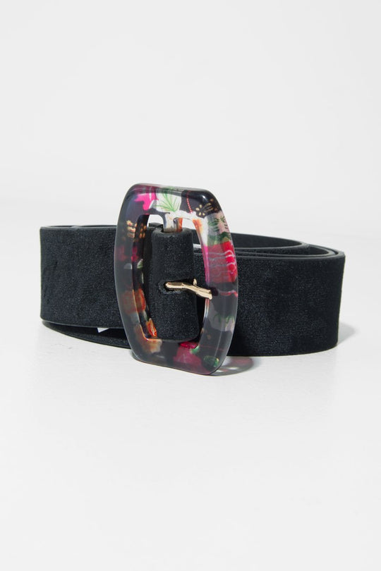 Black Velvet Floral Clasp Belt - Aaryanna